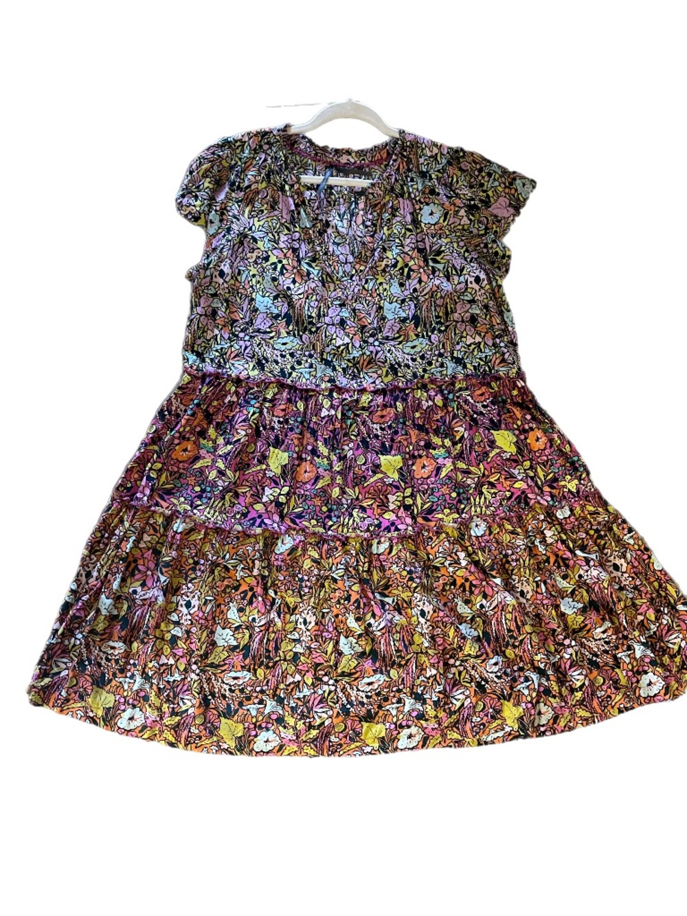 Anthropologie Floral Boho Tiered Beach Botanical Lagenlook dress